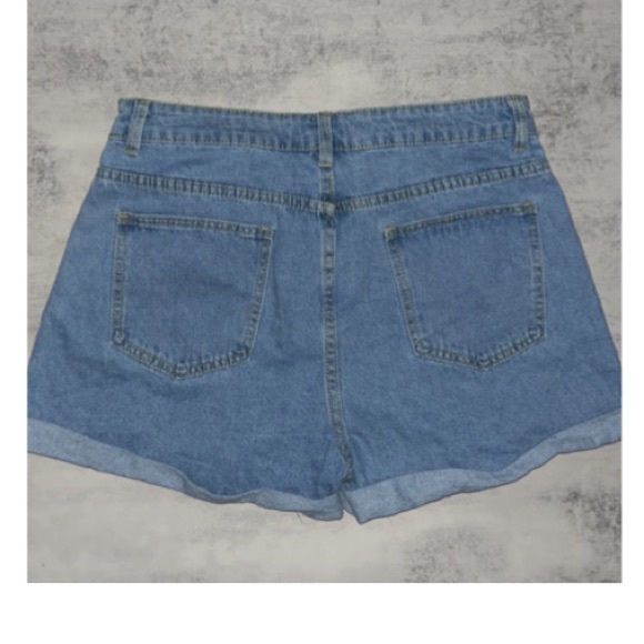 Shein Splash Ink Print Roll Up Hem Denim Shorts - Picture 8 of 8